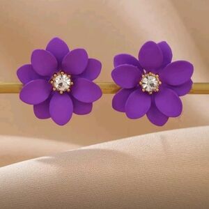 Purple Floral Stud Earrings